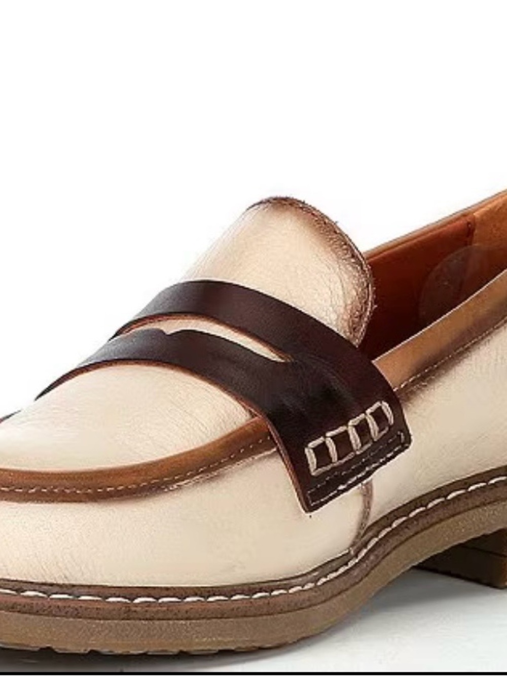Women’s Pikolinos ALDAYA penny Loafers in Cream and Brown (Marfil)